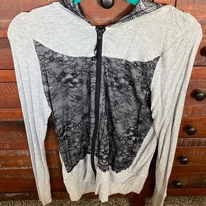 Evy’s Tree Ava Racer Zip Up Hoodie in Black and Gray